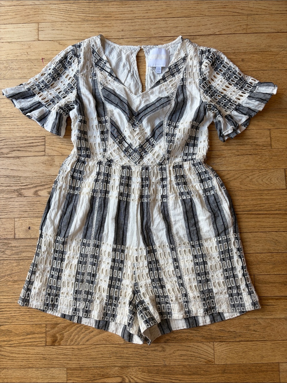 Anthropologie Striped Eyelet Romper by ett:twa